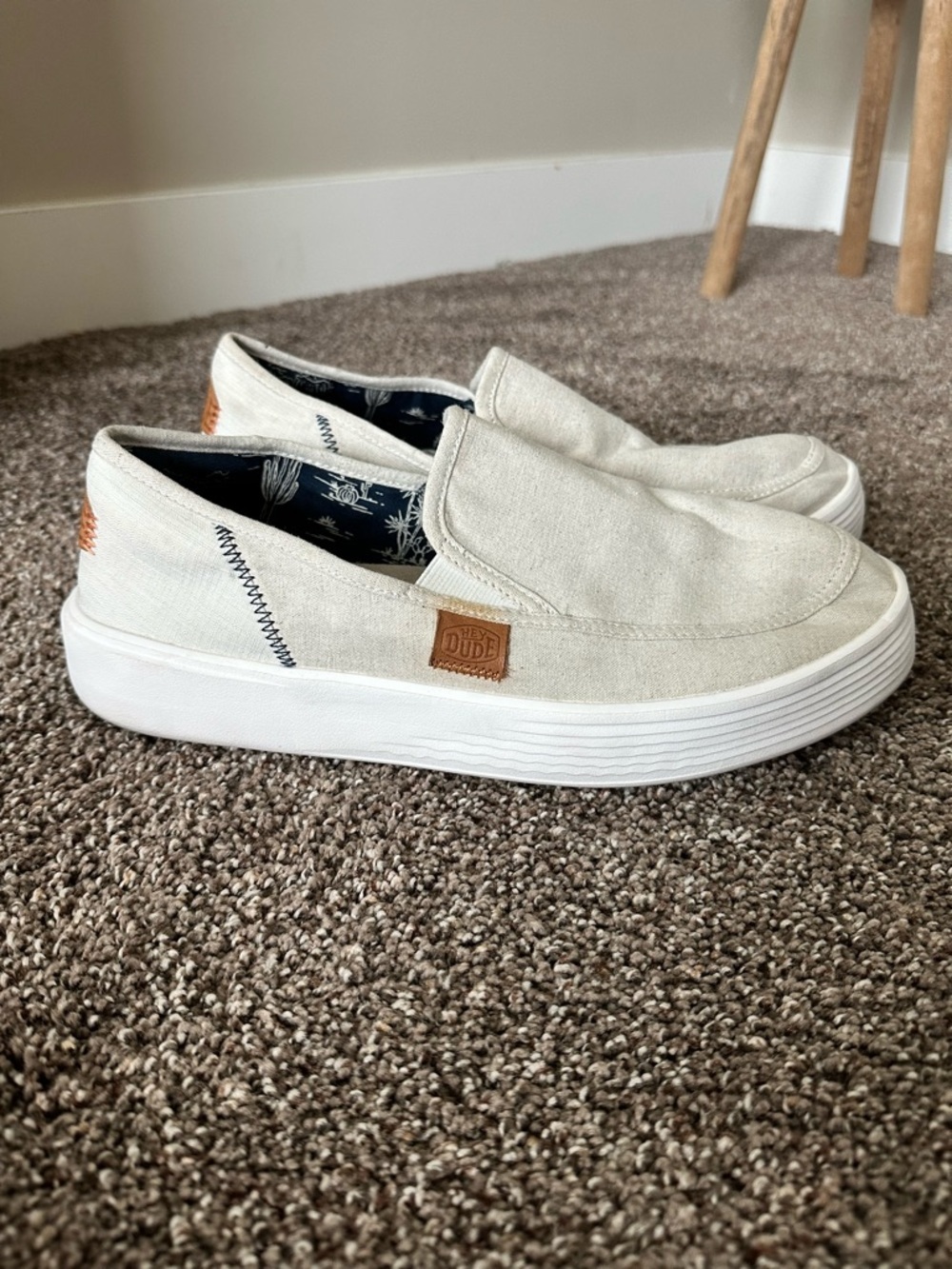 Hey Dude Sunapee M Craft White Slip On Casual Shoes Sneakers Men's Size 11 EU 44